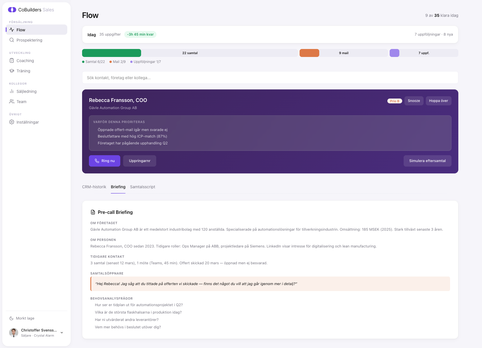 CoBuilders Flow-gränssnitt